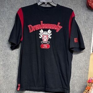 Drunknmunky 36 1996 vintage navy and red embroidered short sleeve  Shirt L